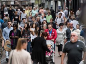 a range of people in a high street