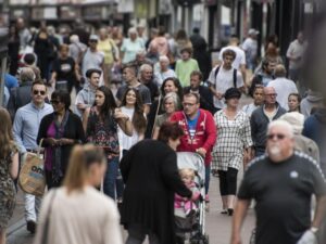 people on a crowded high street