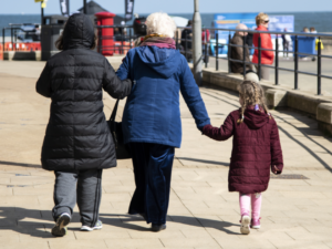 back view of a grandmother