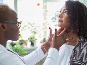 Photo of woman and doctor