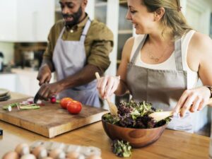 Photo of couple cooking
