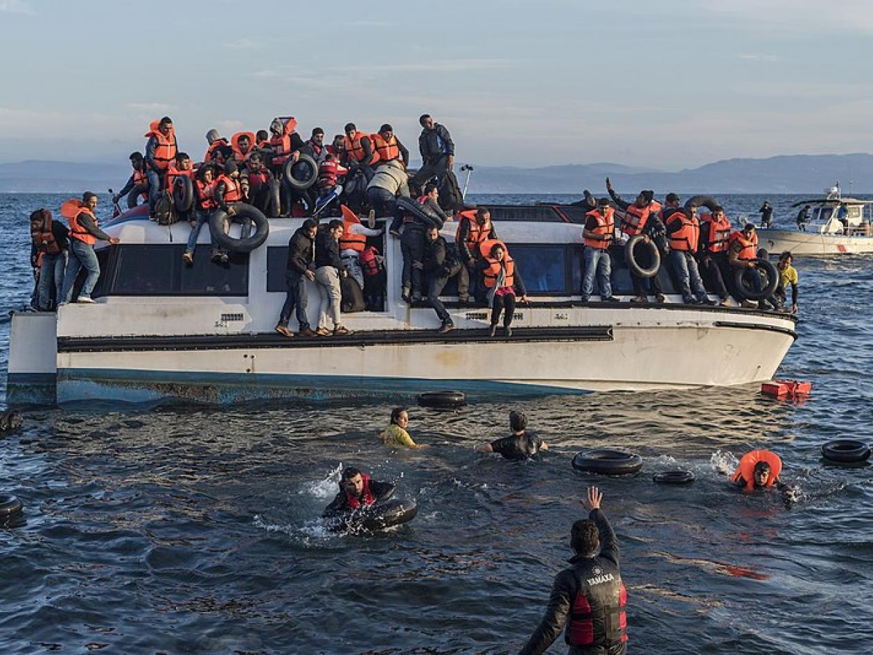 Syrian and Iraqi refugees arriving in Lesvos