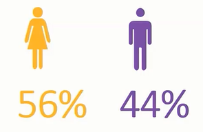 female figure 56%, male figure 44%