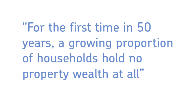 For the first time in 50 years, a growing proportion of households hold no property wealth at all